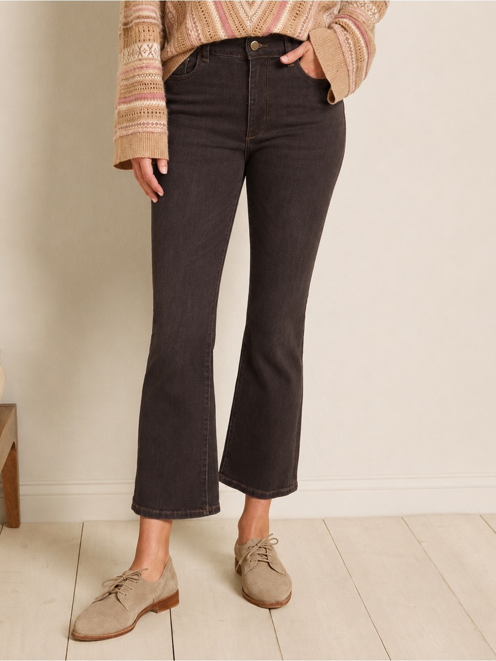 DL1961 ($360) Bridget Crop Bootcut Jeans Tobacco Brown High Rise Stretch Sz 27